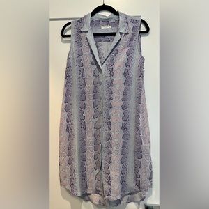 Equipment silk button down sleeveless dress